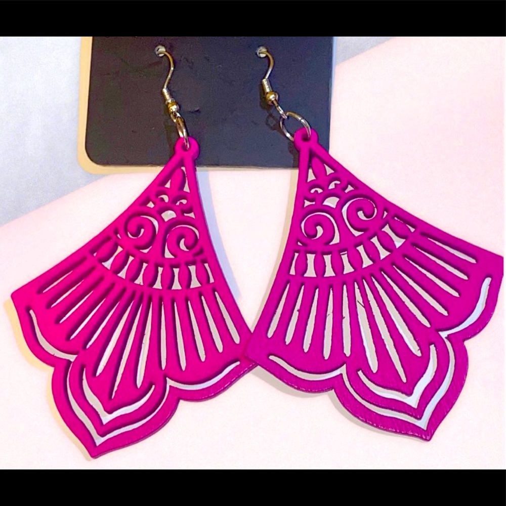 Pink Wooden Earrings